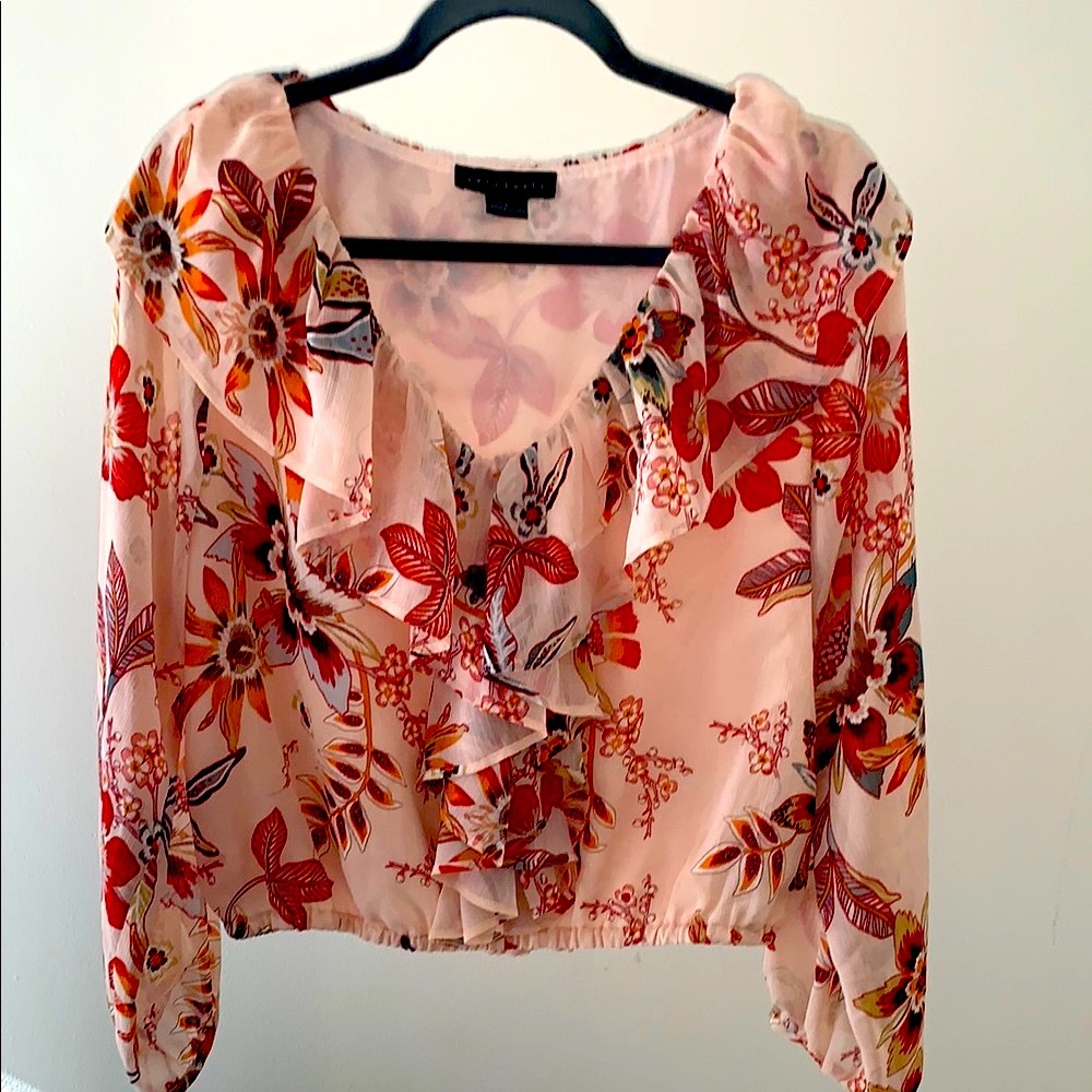 Sanctuary Pink Ruffled Floral Blouse